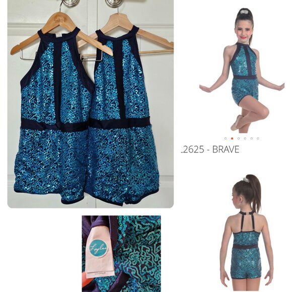 2x Layla's teal biketard costume; both size Large Child - Picture 2 of 2